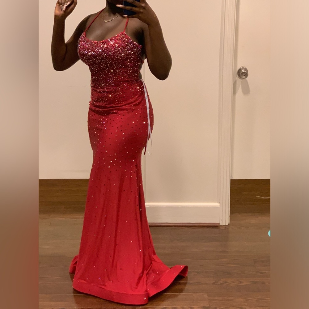 Selling my Camille La Vie Prom Dress! Size 10 , ruby red , worn once!